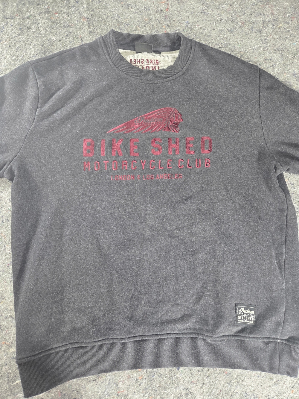 Indian Motorcycle x Bike Shed Crewneck Sweatshirt Men’s L Black Embroidered Bike